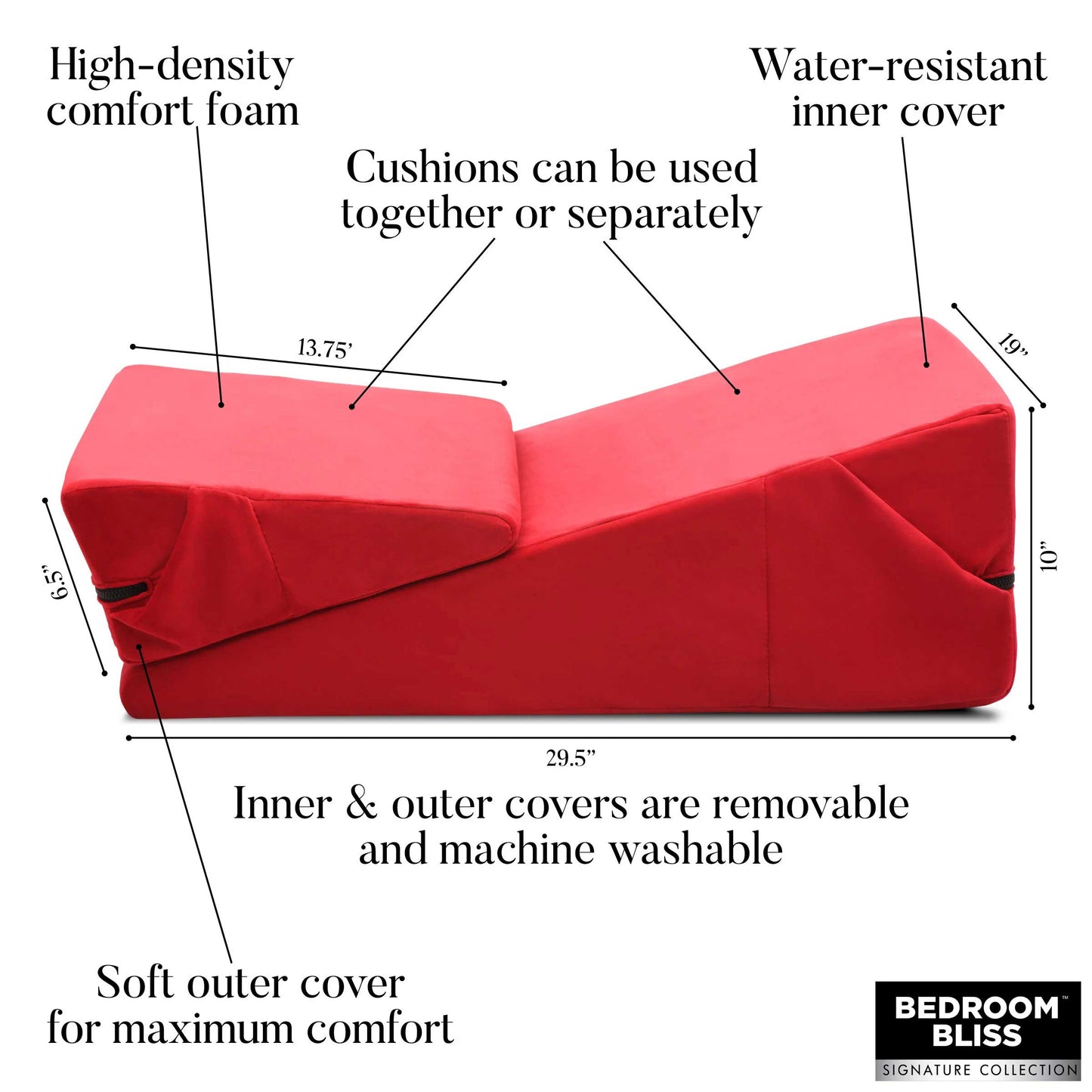 Love Cushion Set Foam Wedge Pillow Set - Red (US)