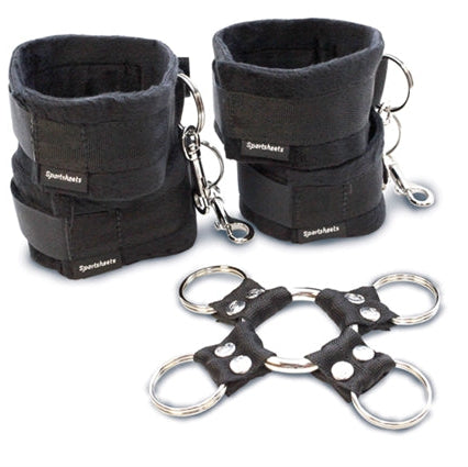 "5 Piece Hog Tie and Cuff Set - Black SS325-01"