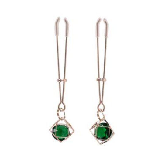 Indica Crystal Nipple Clips - Green (US)