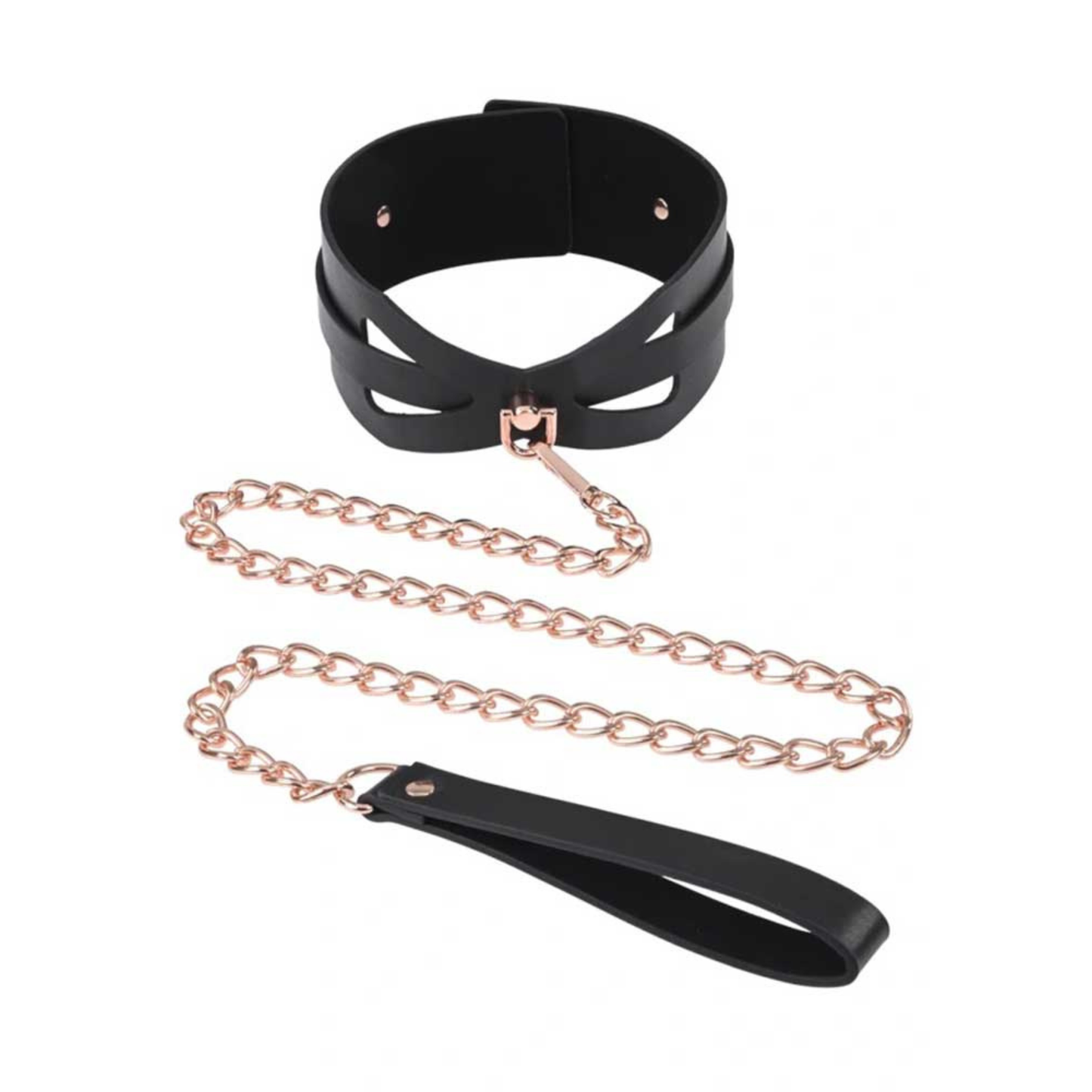 Brat Collar and Leash - Black / Rose Gold (US)
